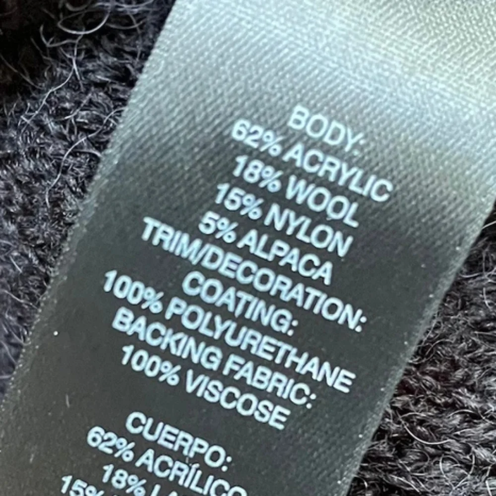 Chicos Black Label Black Wool Sweater With Faux Leather Trim - Picture 5 of 5
